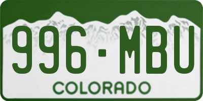 CO license plate 996MBU