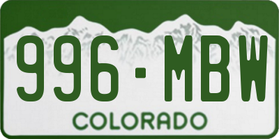 CO license plate 996MBW