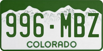 CO license plate 996MBZ
