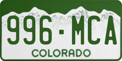 CO license plate 996MCA