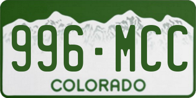 CO license plate 996MCC