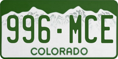 CO license plate 996MCE