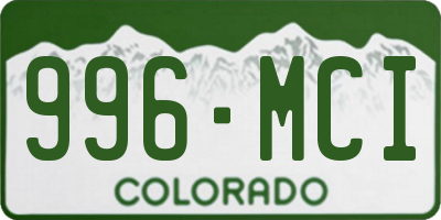 CO license plate 996MCI