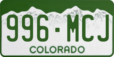 CO license plate 996MCJ