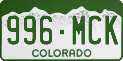 CO license plate 996MCK