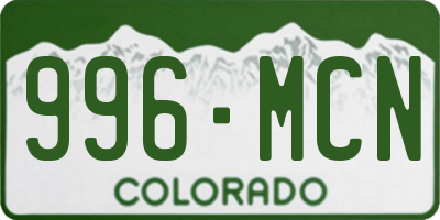 CO license plate 996MCN
