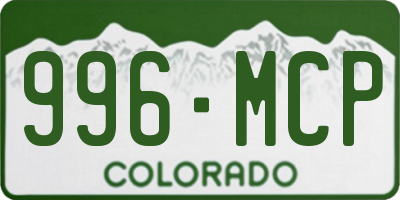 CO license plate 996MCP