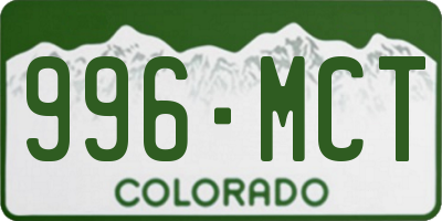 CO license plate 996MCT