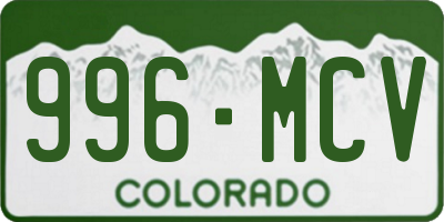 CO license plate 996MCV