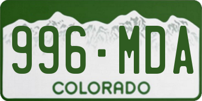 CO license plate 996MDA