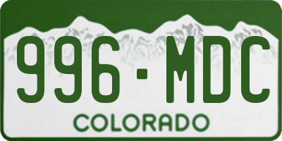 CO license plate 996MDC