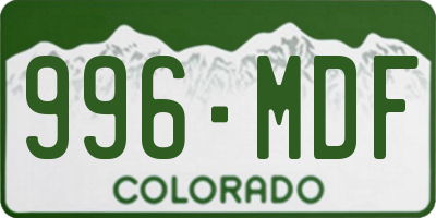 CO license plate 996MDF