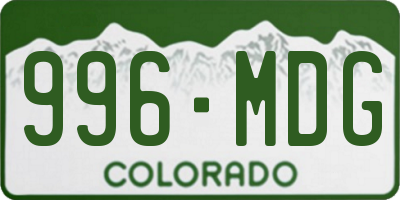 CO license plate 996MDG