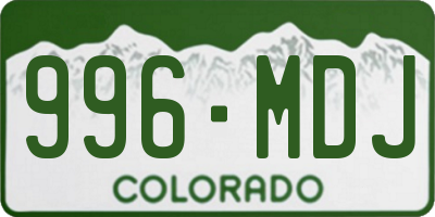 CO license plate 996MDJ
