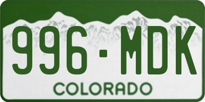 CO license plate 996MDK