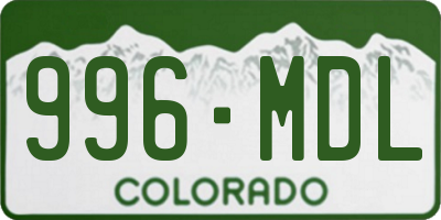 CO license plate 996MDL