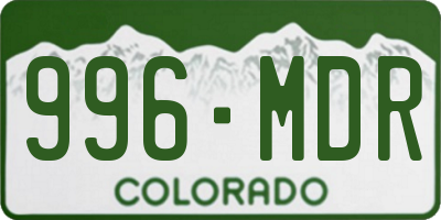 CO license plate 996MDR