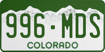 CO license plate 996MDS