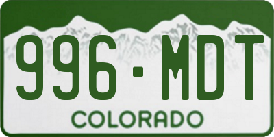 CO license plate 996MDT