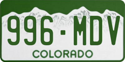 CO license plate 996MDV