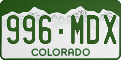 CO license plate 996MDX