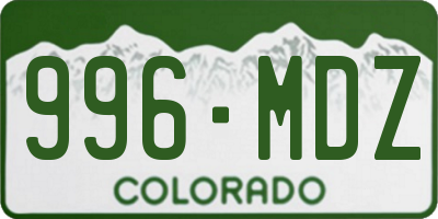 CO license plate 996MDZ