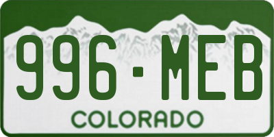 CO license plate 996MEB