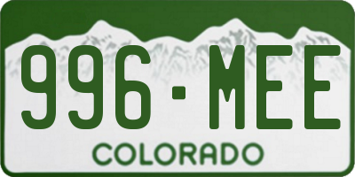 CO license plate 996MEE