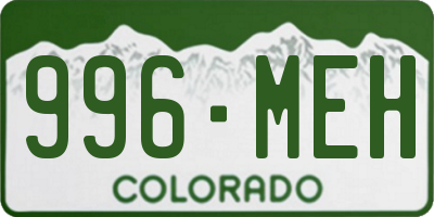 CO license plate 996MEH