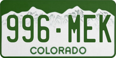 CO license plate 996MEK