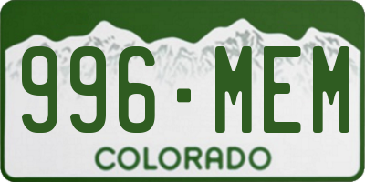 CO license plate 996MEM