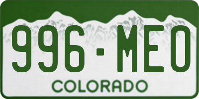 CO license plate 996MEO