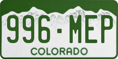 CO license plate 996MEP