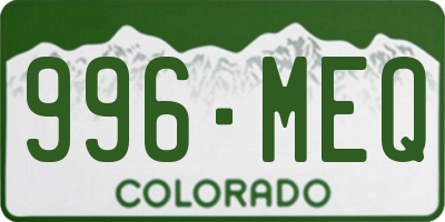 CO license plate 996MEQ