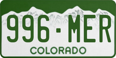CO license plate 996MER