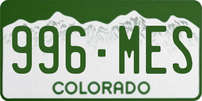 CO license plate 996MES