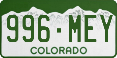 CO license plate 996MEY