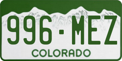 CO license plate 996MEZ