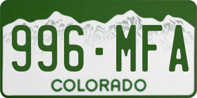 CO license plate 996MFA