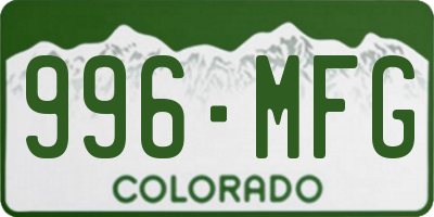 CO license plate 996MFG