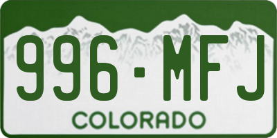 CO license plate 996MFJ
