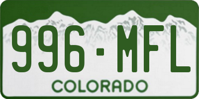 CO license plate 996MFL