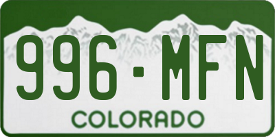 CO license plate 996MFN