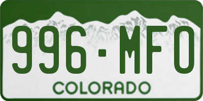 CO license plate 996MFO