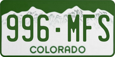CO license plate 996MFS