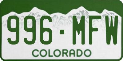 CO license plate 996MFW