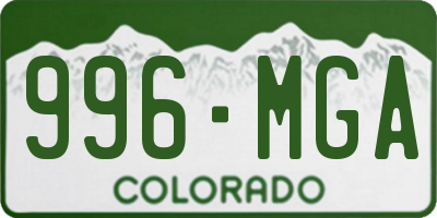 CO license plate 996MGA