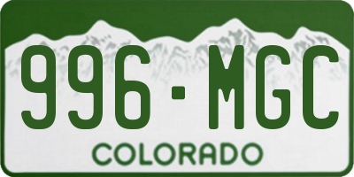 CO license plate 996MGC