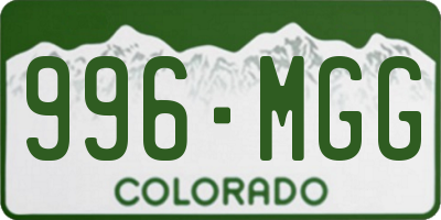 CO license plate 996MGG