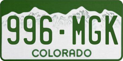 CO license plate 996MGK